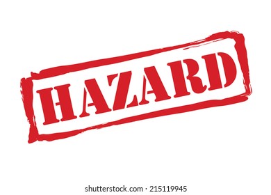 HAZARD red rubber stamp vector over a white background.