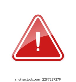 Vector de advertencia de peligro rojo y blanco Signo con símbolo de signo de exclamación, icono de atención de tráfico, pegatina de advertencia moderna, logotipo de alerta, signo de carretera triangular amarillo editable e imprimible