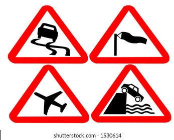 hazard road signs