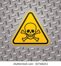 Hazard sign with a skull on metal plate