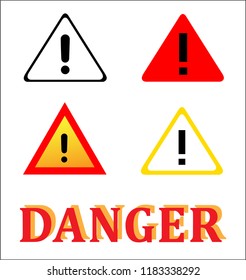 hazard sign vector, alert icon, warning sign icon notice, exclamation caution beware, triangle danger road security, flat mark