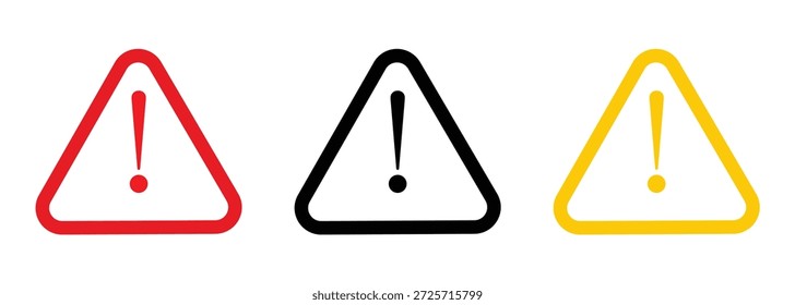 Sinal de perigo .Sinal de advertência.Perigo Cuidado ou Alerta Aviso de Risco Atenção Ícone Definir.Ícone de advertência de perigo definido.