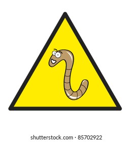 Hazard sign with a worm in it