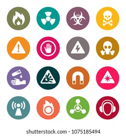 Hazard signs icon set