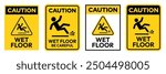 Hazard slippery surface wet floor sign, vector illustration isolated on white background. Vector Illustrator.