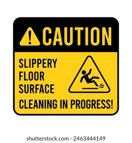 Hazard slippery surface wet floor sign, vector illustration isolated on white background.