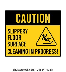 Hazard slippery surface wet floor sign, vector illustration isolated on white background.