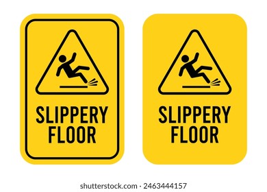 Hazard slippery surface wet floor sign, vector illustration isolated on white background.