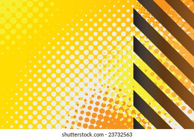 A hazard stripes texture with halftone effects.  This vector image is fully editable.