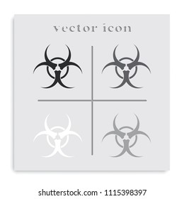 Hazard symbol flat black and white vector icon.