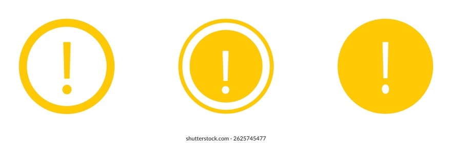 Hazard symbol warning symbol yellow color with exclamation symbol in different shapes stroke style. Caution and Warning Icon Set Vector Design.