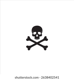 A hazard symbols Icon Skull and Crossbones, silhouette style,  White background