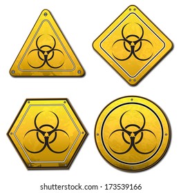 Hazard symbols on four different backgrounds. Vector illustration.