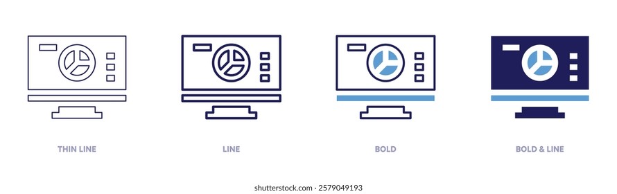 Hazard trend icon in 4 different styles. Thin Line, Line, Bold, and Bold Line. Duotone style. Editable stroke.