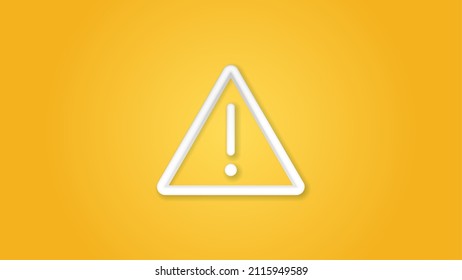 Hazard, warning, attention 3d realistic line icon. Vector top view illustration. color pictogram isolated on orange background