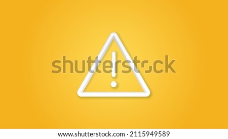 Hazard, warning, attention 3d realistic line icon. Vector top view illustration. color pictogram isolated on orange background