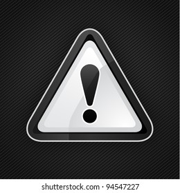 Hazard warning attention black sign on a metal surface, 10eps