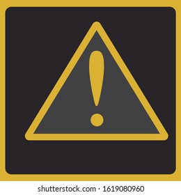 Hazard Warning Attention Icon, Exclamation Danger Simple Flat Glyph