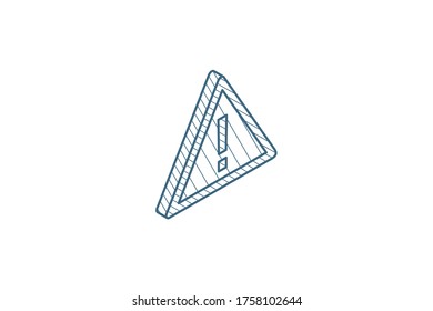 Hazard, warning, attention isometric icon. 3d vector illustration. Isolated line art technical drawing. Editable stroke