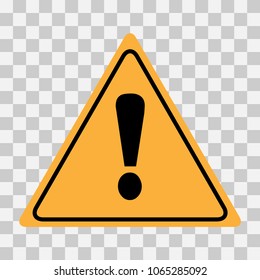 Hazard warning attention sign with exclamation mark symbol.isolated on transparent background.