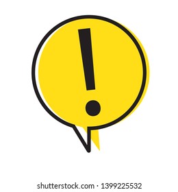 Hazard warning attention sign with exclamation mark symbol in a speech bubble, vector illustration,
