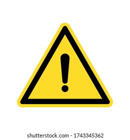 Signo de atención de aviso de peligro con signo de exclamación. Señal de tráfico aislado en fondo blanco. Ilustración vectorial.