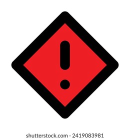 Hazard warning attention sign with exclamation mark symbol in red alert warning danger icon design vector flat design for website mobile