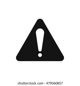 Hazard warning attention sign. Exclamation mark symbol. Dark gray on white background.