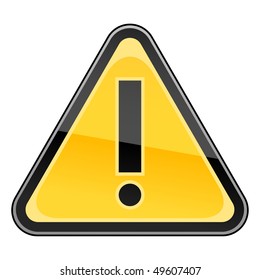 Hazard warning attention sign with exclamation mark symbol