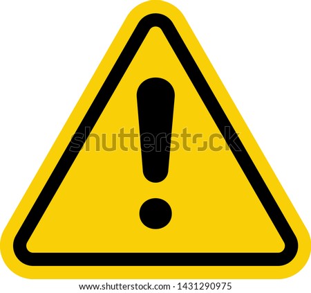 Hazard warning attention sign with exclamation mark symbol