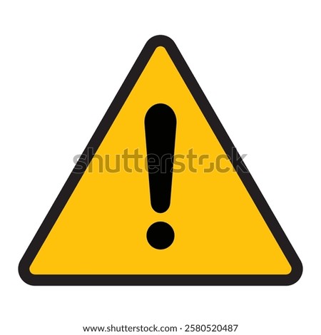 Hazard warning attention sign with exclamation mark symbol in a orange - yellow triangle. Danger Attention icon. Vector illustration isolated on a white background EPS 10. 