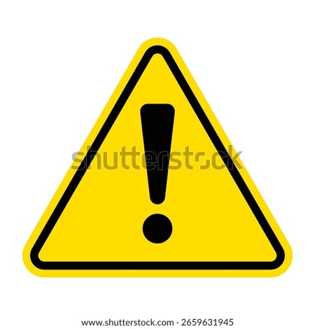 Hazard warning attention sign with exclamation mark symbol in a yellow triangle. Danger Attention icon. Vector illustration isolated on a white background EPS 10. 
