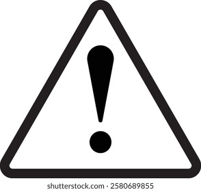 Hazard warning. Attention sign flat icon. Black triangle with an black exclamation point isolated on a white background. Attention sign with exclamation mark symbol vector illustration, EPS 10.