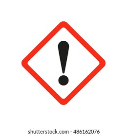Hazard warning. Attention sign. Minimal flat icon. Red square with an exclamation point isolated on white background