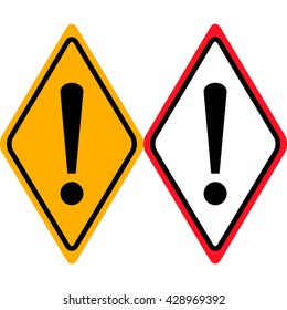 Hazard warning attention sign. Red and yellow