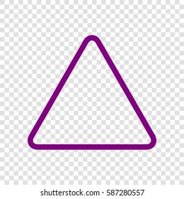 Hazard warning attention sign. Vector. Purple icon on transparent background.