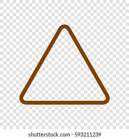 Hazard warning attention sign. Vector. Brown icon on transparent background.