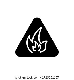 Vector de diseño de iconos glifos de advertencia de peligro. Diseño de símbolos de triángulo de peligro. Icono de advertencia industrial. Toco negro editable.