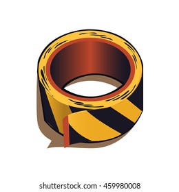Hazard Warning PVC Tape isolated on white background. Cartoon vector close-up illustration.