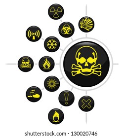 Hazard warning related icon set isolated on white background