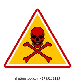 A hazard warning sign with an abstract image of a human skull and crossbones
