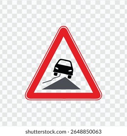 Hazard Warning Sign - Car on Steep Road