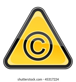 Hazard warning sign with copyright symbol on a white background