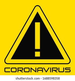 Signo de advertencia de peligro con signo de exclamación.Icono vectorial de diseño gráfico COVID-19. Infección por brote de virus chino. Plantilla vectorial para carteles, banners, publicidad. Carteles de la epidemia COVID-19.