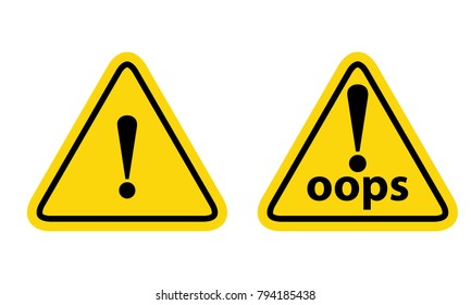 Hazard warning sign with exclamation symbol set