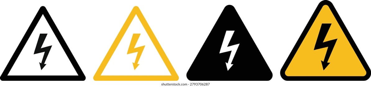 Hazard and warning sign icon set. biohazard and radiation symbols. electrical danger safety alerts symbol. industrial safety alert icons
