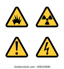 Hazard Warning Sign Icon Set On Stock Vector (Royalty Free) 698155840 ...