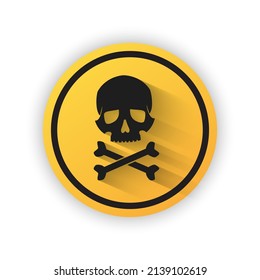 Señal de peligro o advertencia con cráneo y huesos. Símbolo de veneno tóxico y químico. Icono de recambio. Ilustración vectorial.