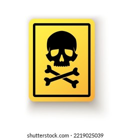 Hazard or warning sign set with skull and bones. Toxic and chemical poison symbol. Caution icon. Vector illustration