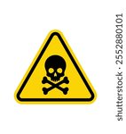 Hazard or warning sign with skull and bones. Toxic and chemical poison symbol. Triangle Danger icon. Vector illustration. stock illustration